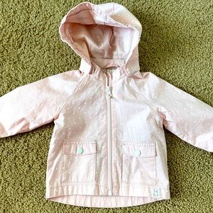 H&M Pink White Polka Dot Canvas Baby Girl Spring Jacket